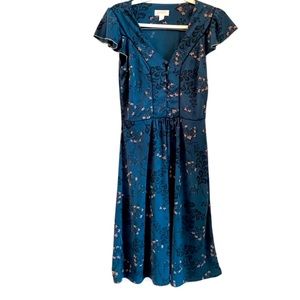 Loft Blue Floral Midi Dress
